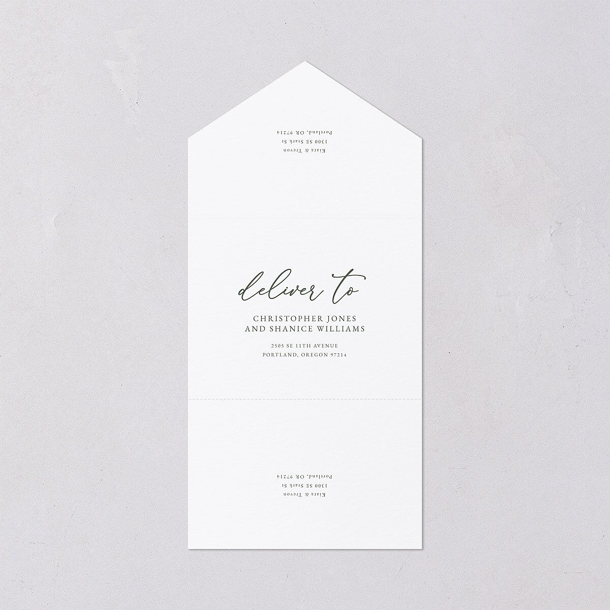 Romantic Photo All-in-One Wedding Invitations Hunter Green Signature Light Both Recipient and Return Addresses No