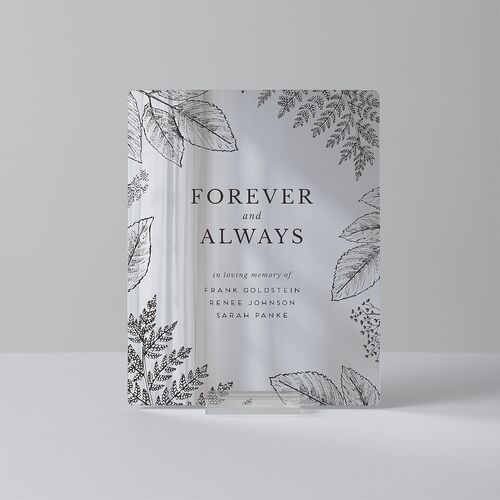 Botanical Frame Mirrored Acrylic Menu Tabletop Sign X-small Charcoal Standard Mirrored Acrylic XS Tabletop Menu