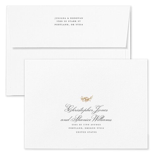 Medieval Castle Storybook Save The Date Card Envelopes White Almond Both Recipient and Return Addresses Signature Standard