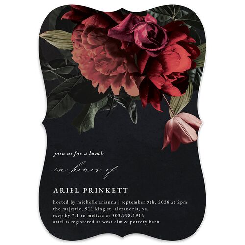 Modern Rose Bridal Shower Invitations Dark Berry Signature Blank Bracket