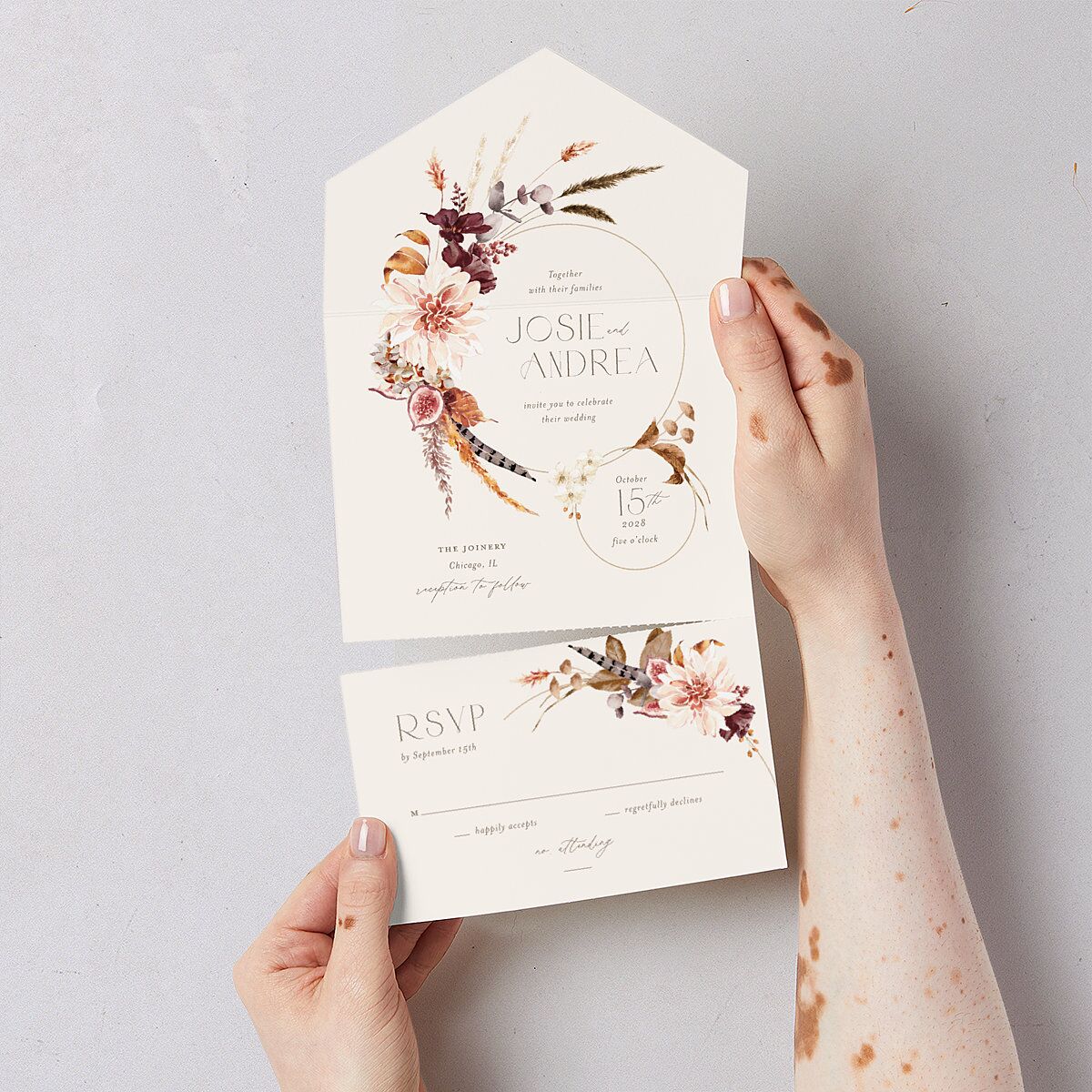 Eclectic Adornment All-in-One Wedding Invitations — view 3