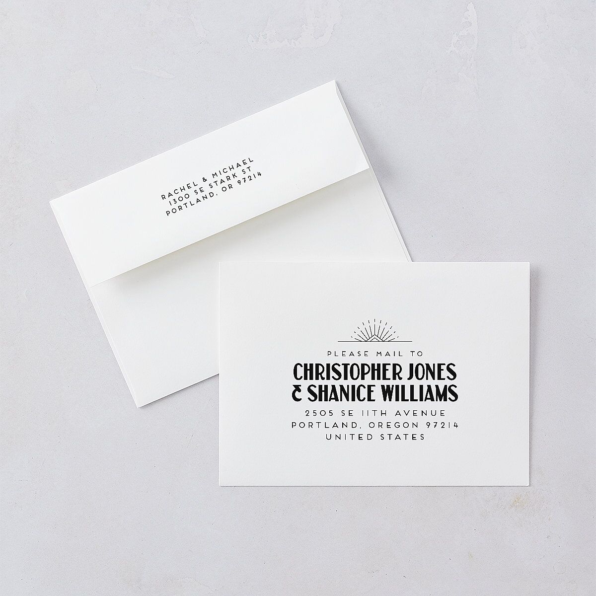 Vintage Art Deco Photo Wedding Invitations Off-White Signature Blank No Standard