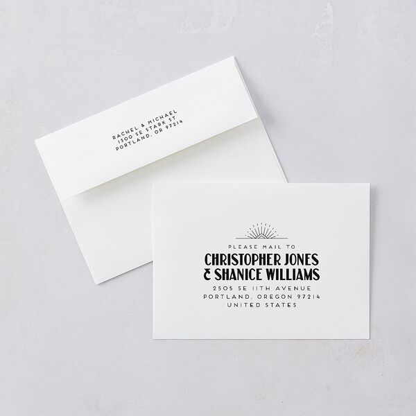 Vintage Art Deco Photo Wedding Invitations Off-White Signature Blank No Standard