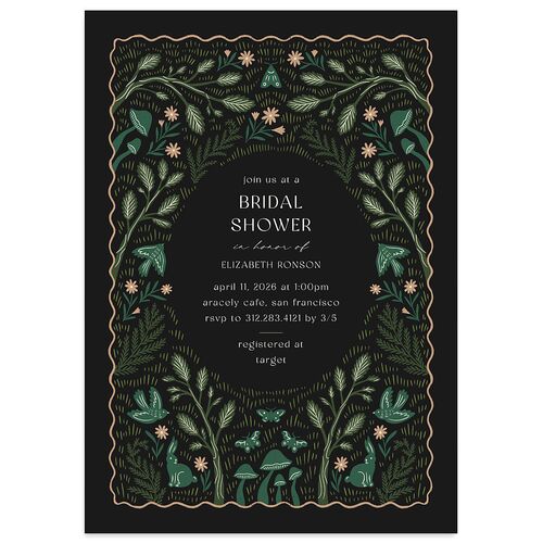 Woodland Whimsy Bridal Shower Invitations Charcoal Signature Blank Standard