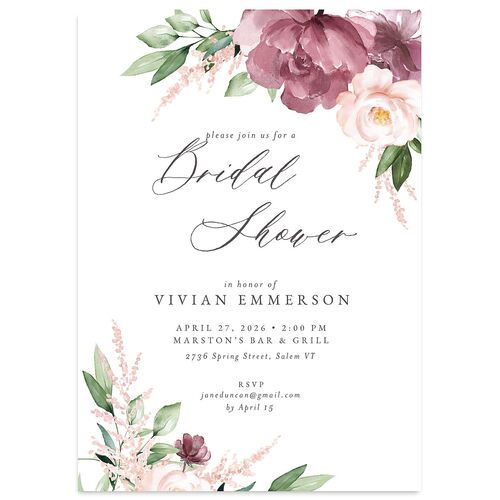 Beloved Floral Bridal Shower Invitations Mauve Signature Blank Standard