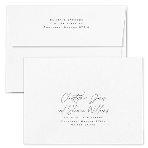 On This Day Wedding Invitation Envelopes Kraft Charcoal Both Recipient and Return Addresses Standard Signature