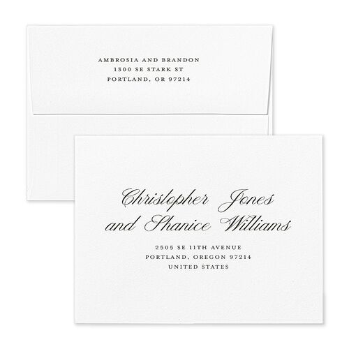 Vintage Cinematic Photo Save the Date Magnet Envelopes White Linen Both Recipient and Return Addresses Signature Standard