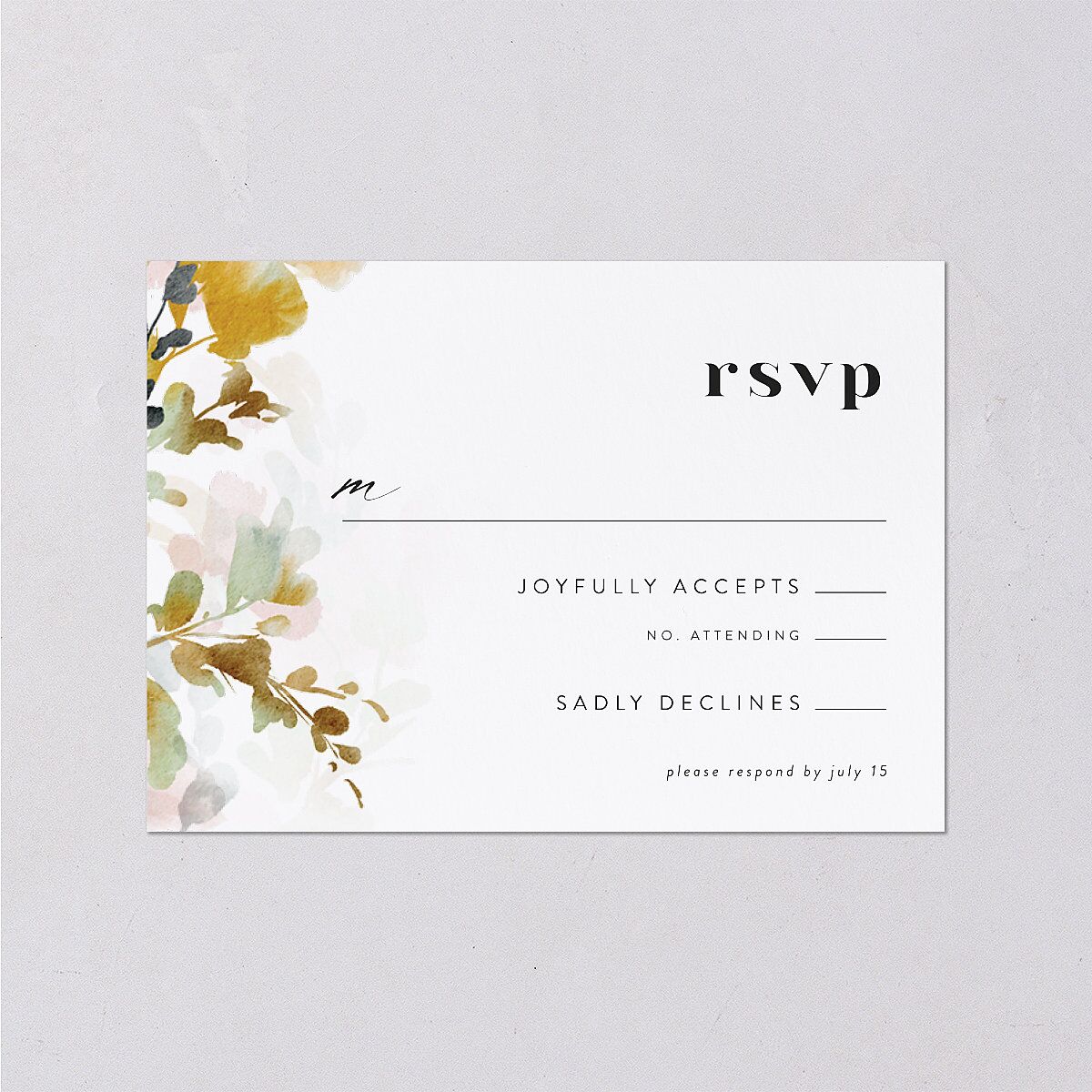 Watercolor Blooms Wedding Response Cards Solar Power Signature Standard