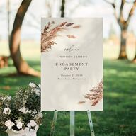 Soft Pampas Botanical Engagement Party Welcome Signs Sepia Standard Indoor Foam Core L Welcome
