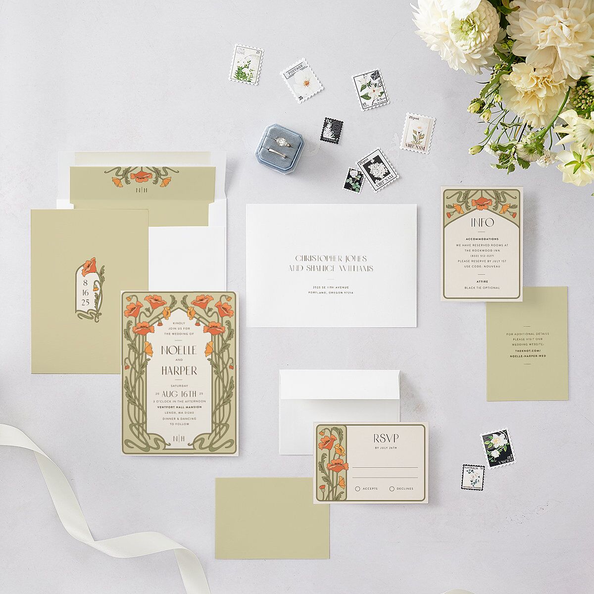 Vintage Nouveau Wedding Invitations — view 5