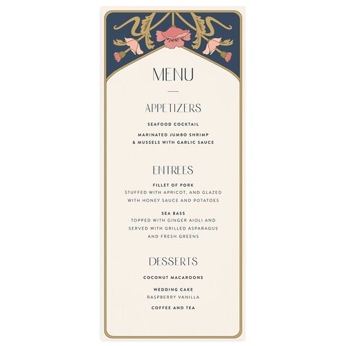 Vintage Nouveau Menus Moody Blue Recycled