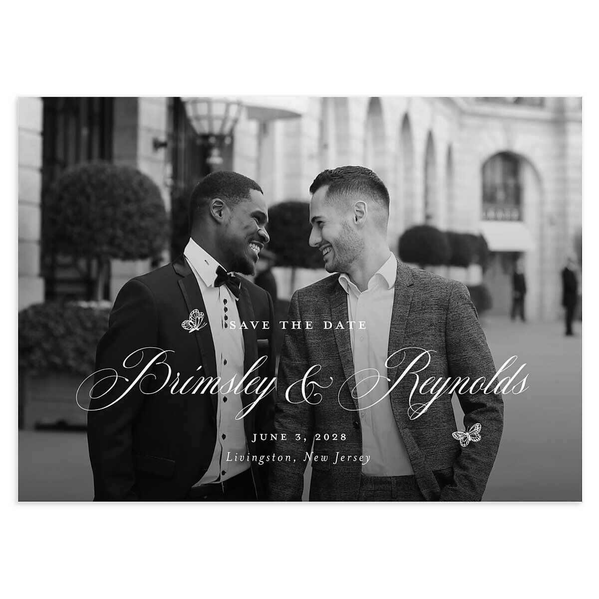 Elegant Antique Toile Frame Save the Date Cards by Bridgerton