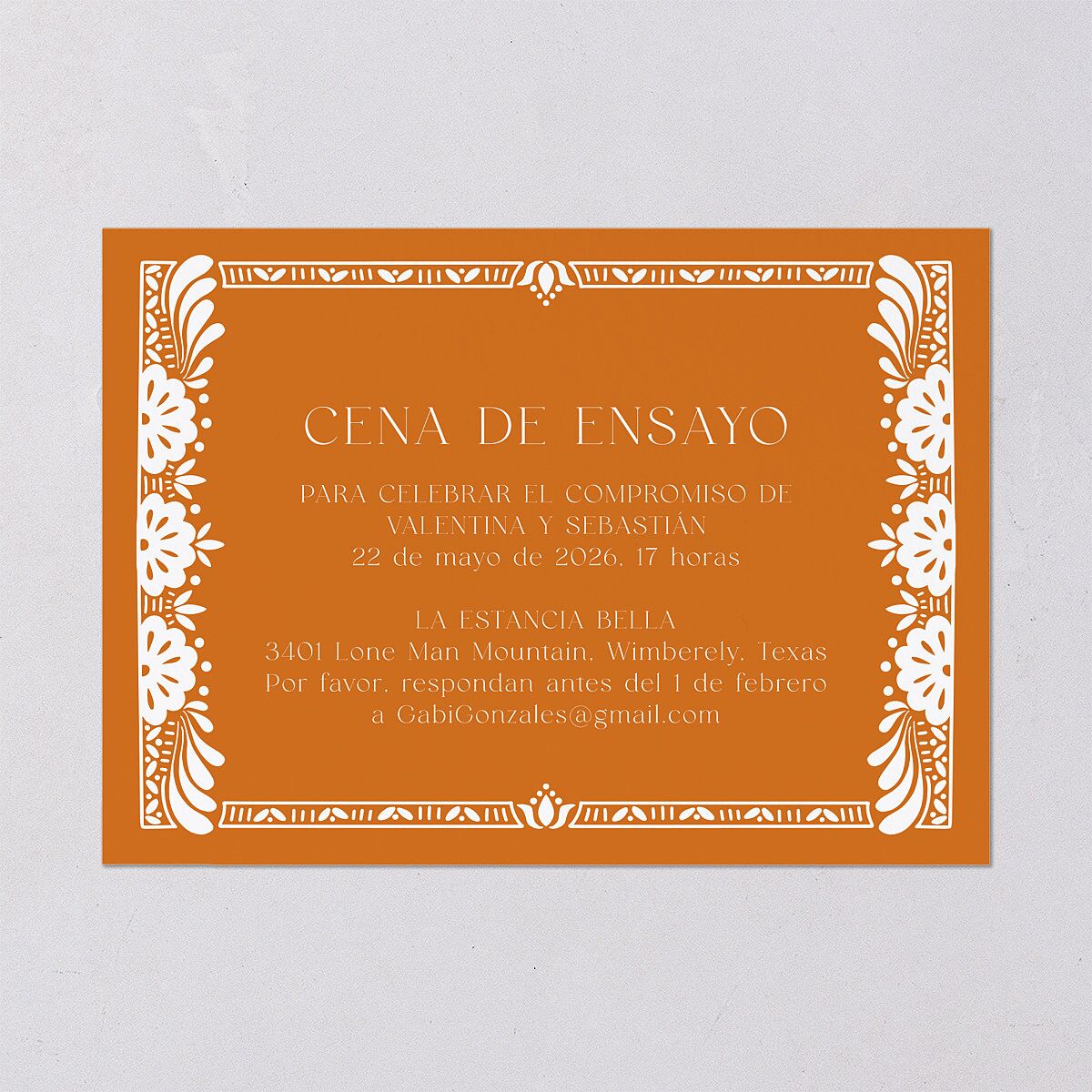 Hacienda Elegante Rehearsal Dinner Invitations Cinnamon Signature Blank Standard
