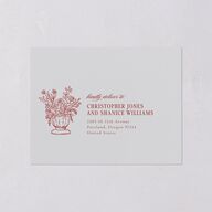 Vintage Vase All-in-One Wedding Invitations Burgundy Signature Light Both Recipient and Return Addresses No
