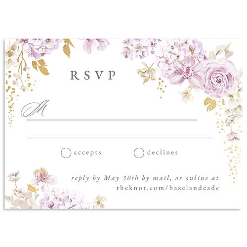 Luxury Floral Foil Wedding Response Cards Gold Amethyst Signature Standard