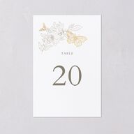 Butterfly Botanical Foil Table Numbers Gold Pure White Signature