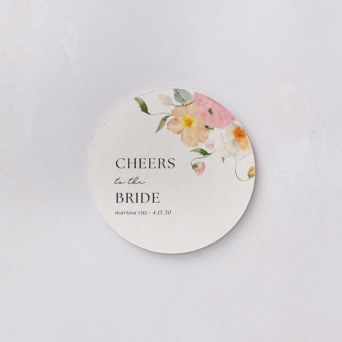 Pastel Garden Bridal Shower Wedding Day Coasters Pink Cotton Cardboard Circle