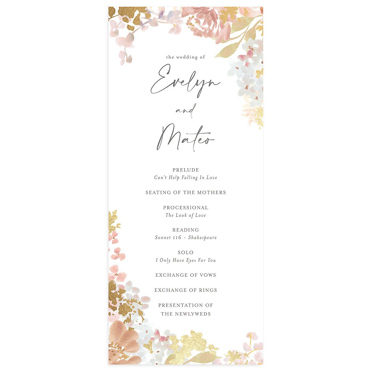 Hydrangea Garden Wedding Programs