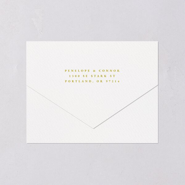 Graceful Botanical All-in-One Wedding Invitations Gold Signature Light Both Recipient and Return Addresses No