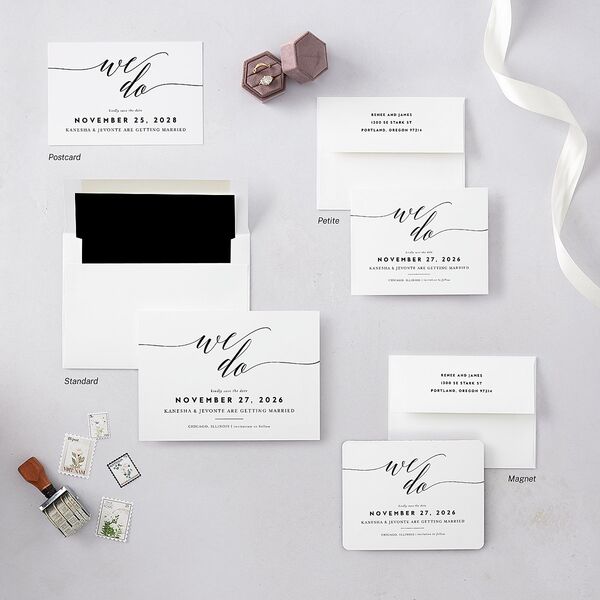 We Do Save the Date Petite Cards Midnight Signature smooth Blank No Standard