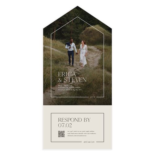Minimalist Photo Frame All-in-One Wedding Invitations Sand Signature Light Both Recipient and Return Addresses No