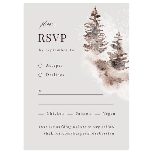 Snowy Mountainside Wedding Response Cards Sepia Signature Standard