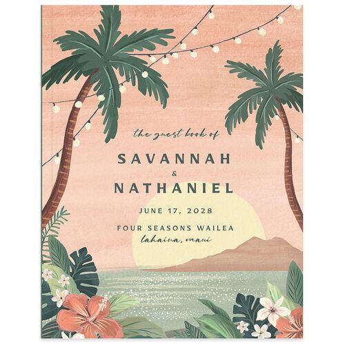 Vintage Hawaiian Island Wedding Guest Book Eucalyptus