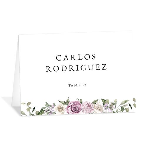 Floral Monogram Place Cards Orchid Signature