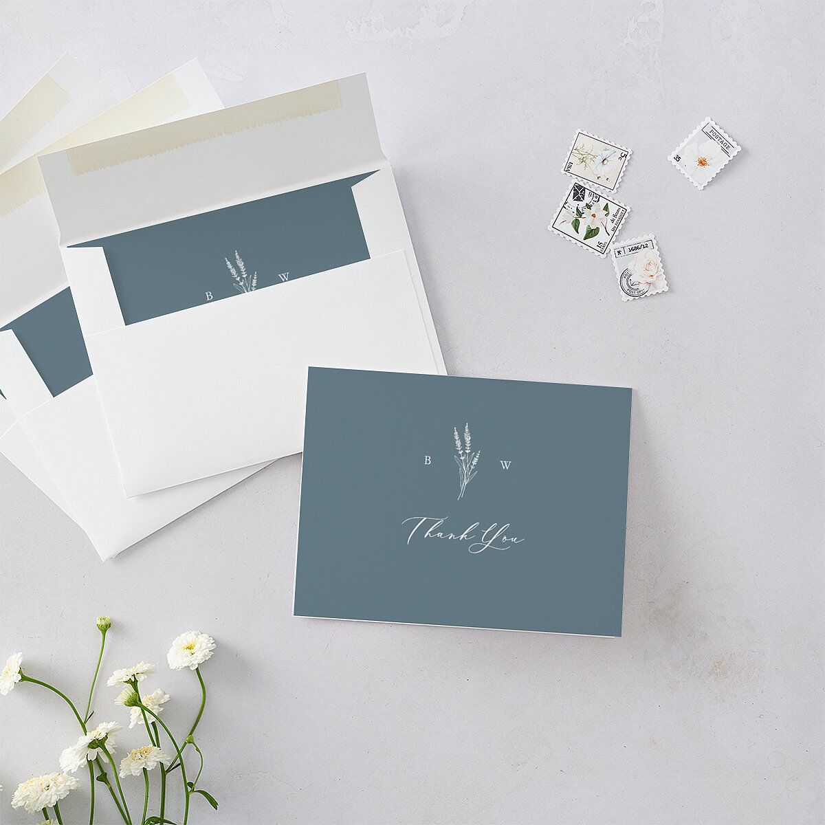 Vintage Lavender Thank You Cards Regency Blue