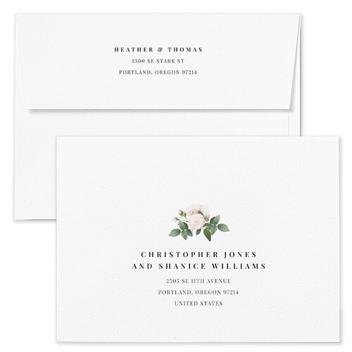 Classic Botanical Save The Date Card Envelopes White Standard Turquoise Both Recipient and Return Addresses Signature