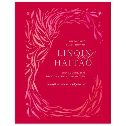 Chinese Phoenix Fenghuang Guest Books Rose Pink