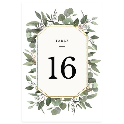 Eucalyptus Frame Table Numbers Silver Pure White Pearlescent