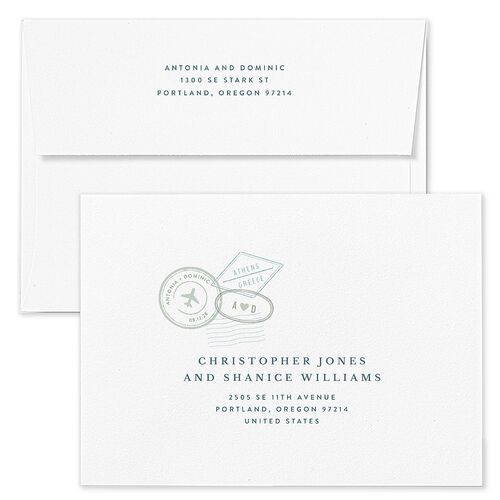 Timeless Passport Rehearsal Dinner Invitation Envelopes Tiffany White Both Recipient and Return Addresses Signature Standard