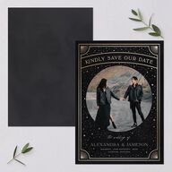Written In The Stars Save The Date Cards Gold Midnight Signature smooth Blank No Standard