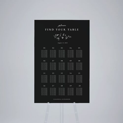 Timeless Floral Standard Seating Chart Large Charcoal Standard Outdoor Corrugated L Seating
