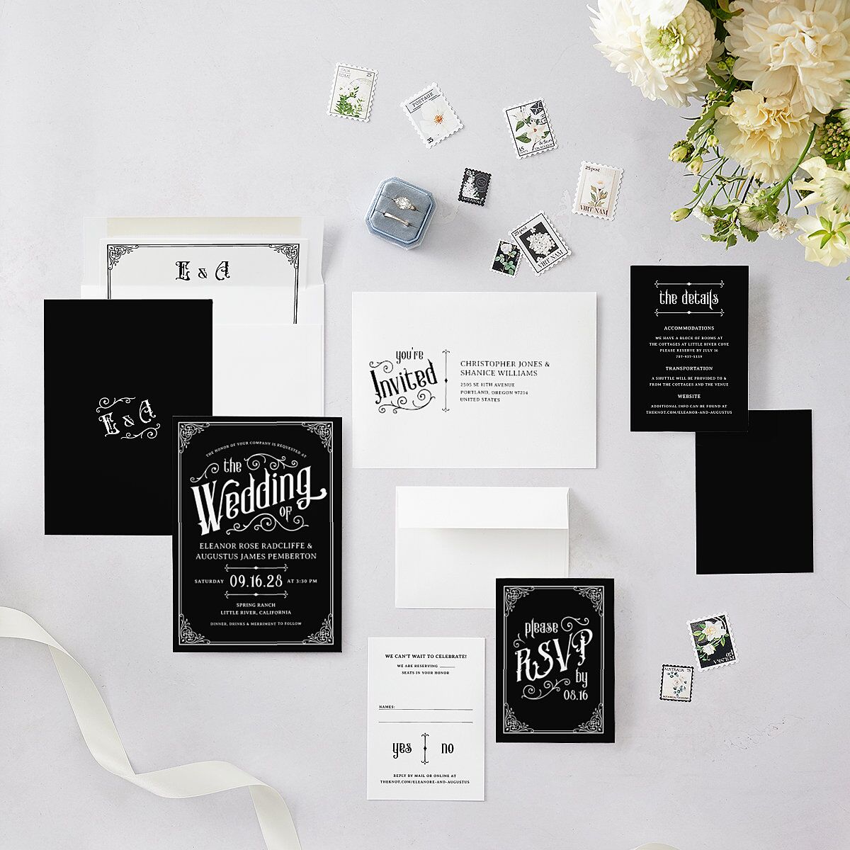 Western Gothic Wedding Invitations Licorice Signature Blank No Standard