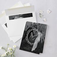 Maximalist Photo Crest Wedding Invitations Linen Signature Blank No Standard