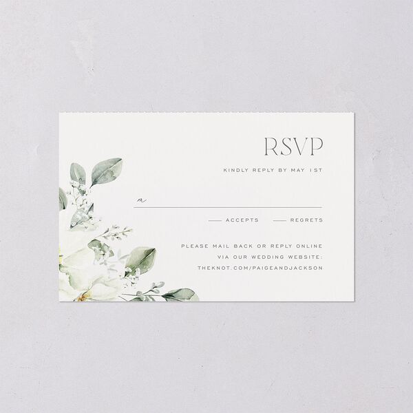 Elegant Pastel Floral All-in-One Wedding Invitations Pure White Signature Light Both Recipient and Return Addresses No