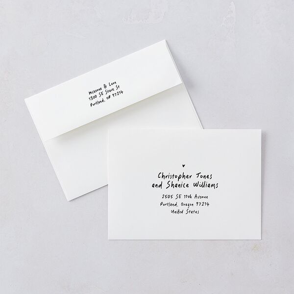 Hand Drawn Photo Strip Save The Date Card Envelopes White Pure White Both Recipient and Return Addresses Signature Standard