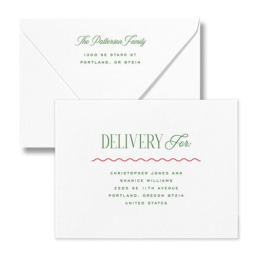 Most Wonderful Greeting Thank You Card Euro Envelopes White Green Apple Both Recipient and Return Addresses Luxe Signature