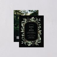 Elegant Eucalyptus Botanical Save the Date Petite Cards Midnight Signature smooth Blank No Standard