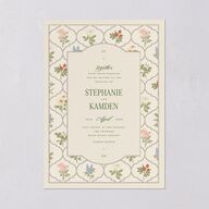 Floral Vintage Lattice Wedding Invitations Champagne Signature Blank No Standard