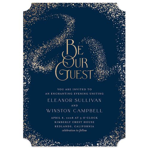 Be Our Guest Wedding Invitations Gold Navy Signature Blank No Ticket