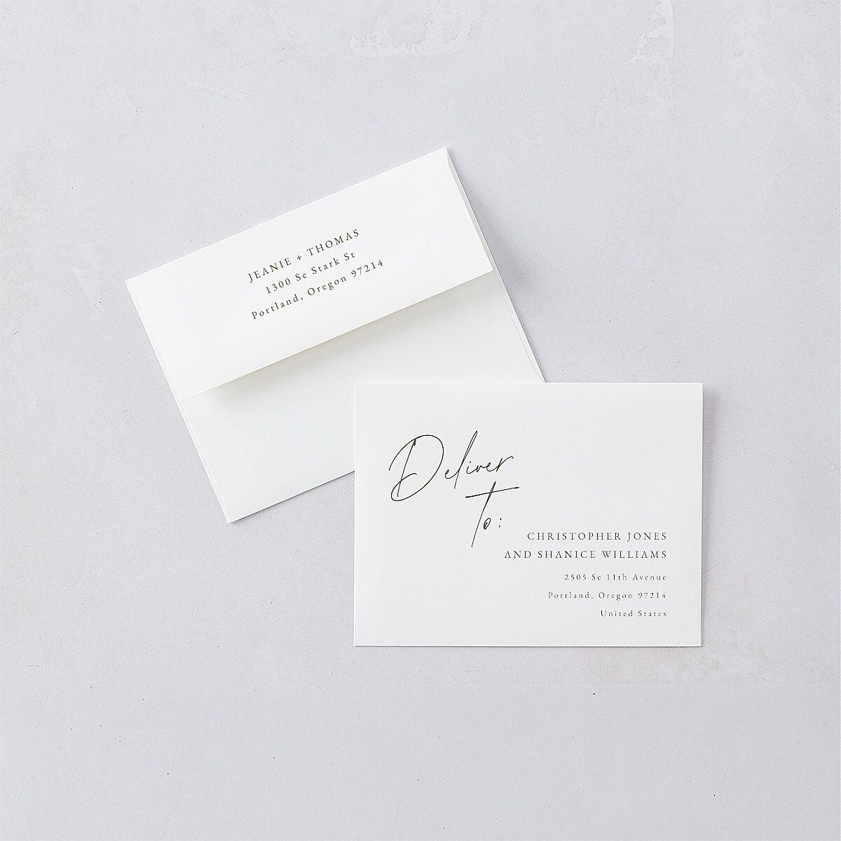 Gilded Corner Save the Date Petite Card Envelopes White Pure White Both Recipient and Return Addresses Signature Standard