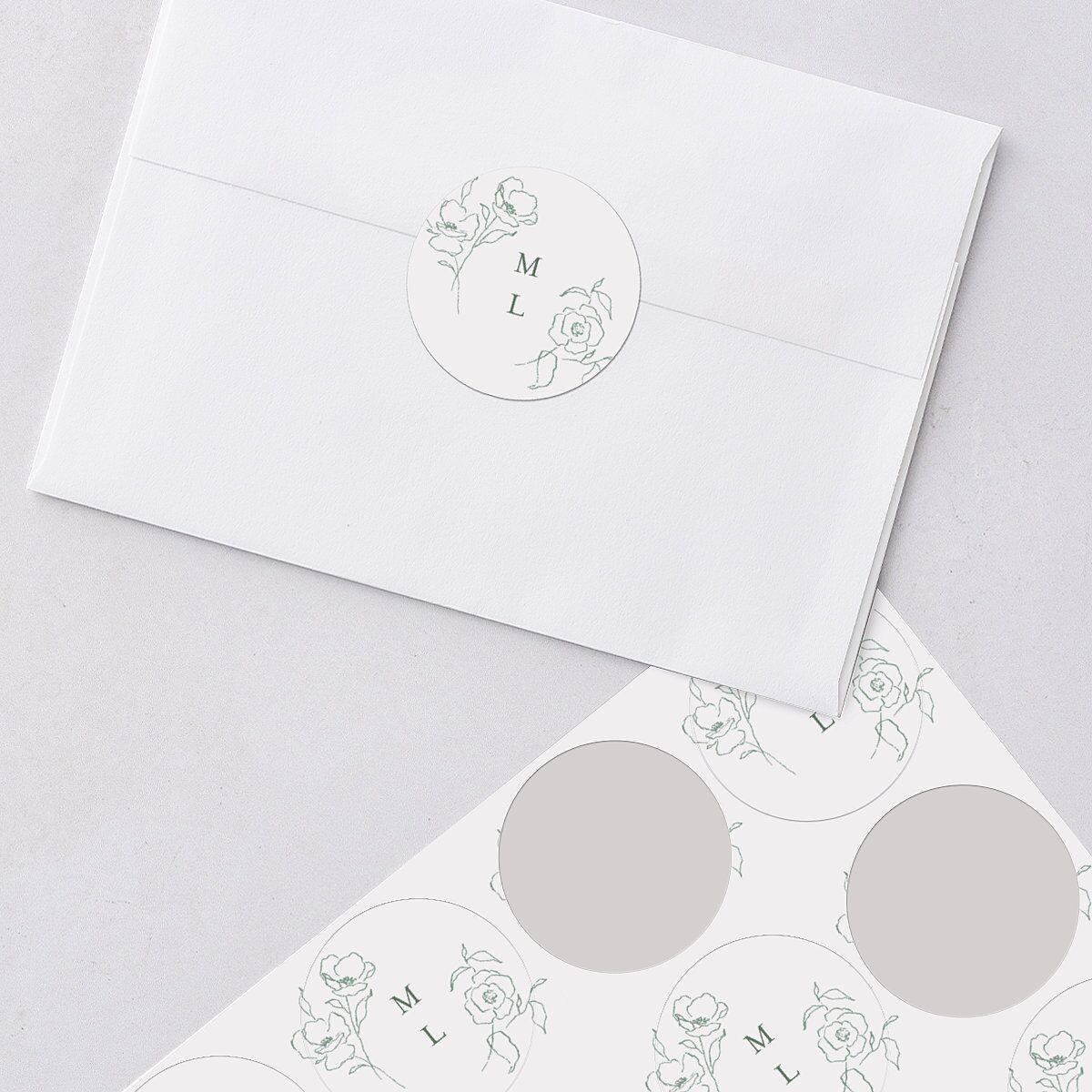 Floral Adornment Wedding Stickers Eucalyptus Circle