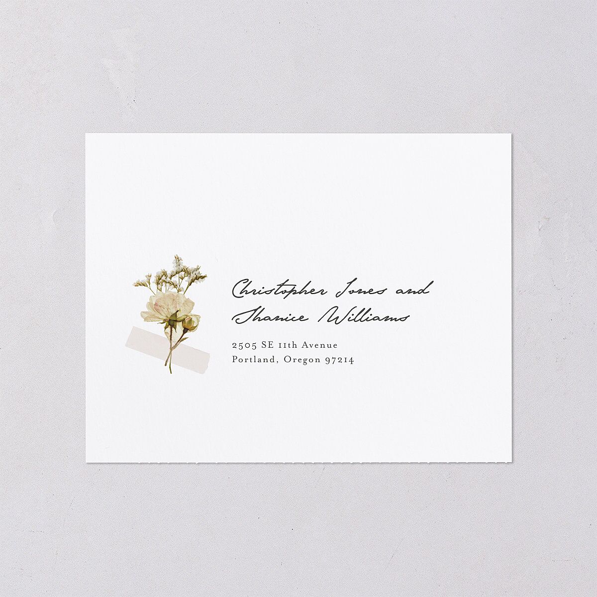 Scrapbook Photo All-in-One Wedding Invitations Thyme Signature Light Both Recipient and Return Addresses No