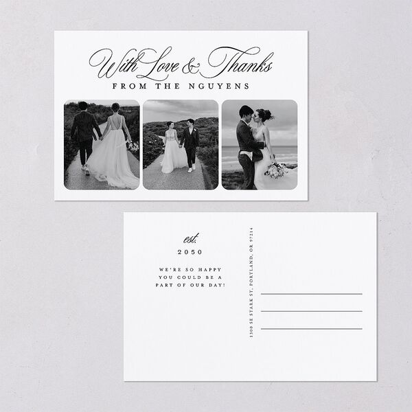 Modern Classic Picture Portrait Thank You Postcards Pure White