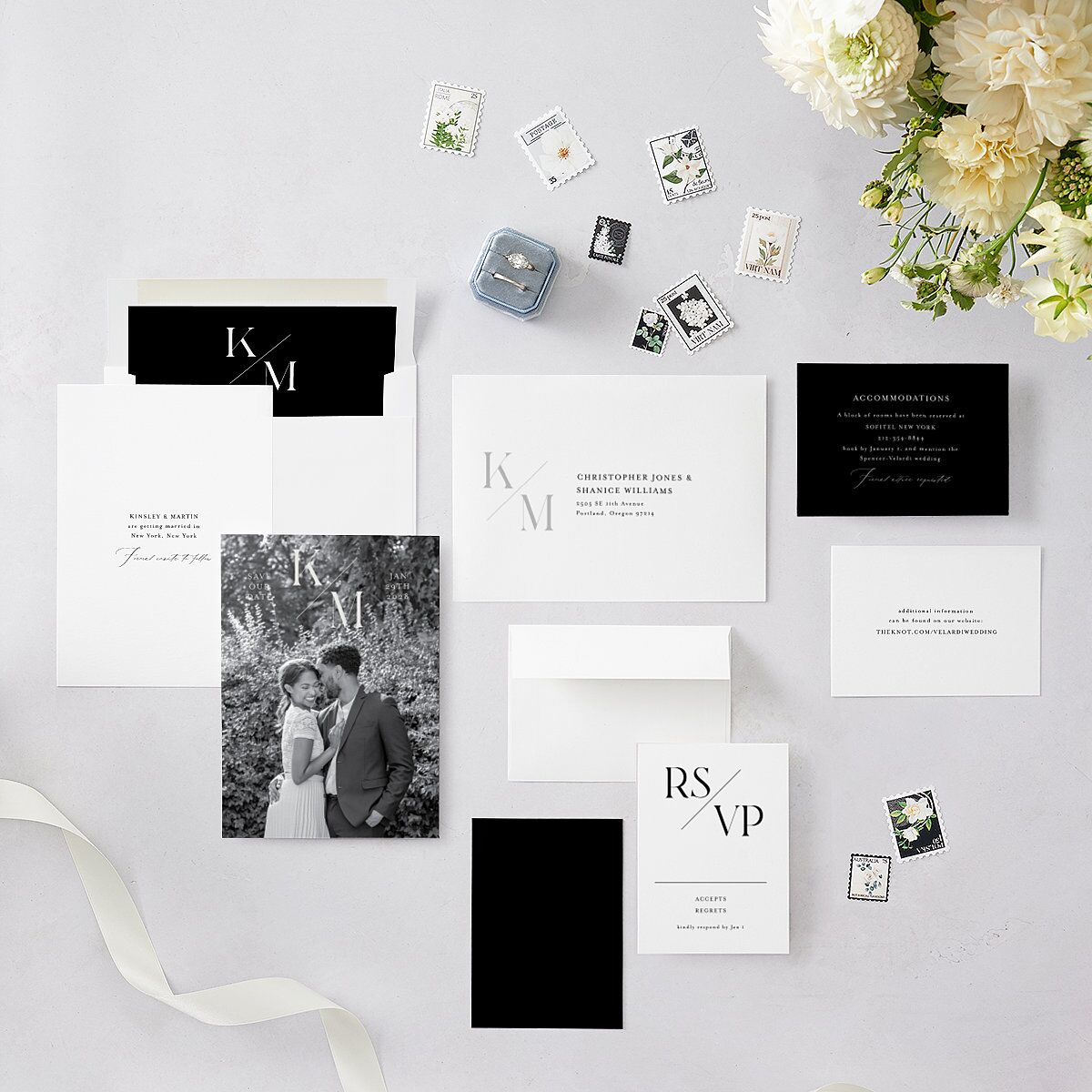 Monogram Slant Save the Date Cards — view 6