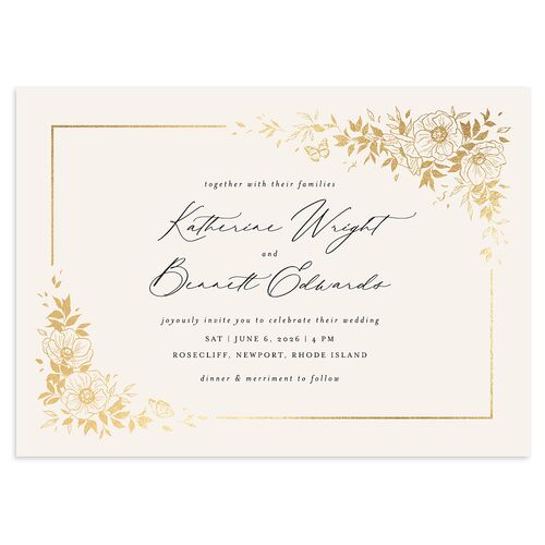 Baroque Garden Wedding Invitations Gold Champagne Signature Blank No Standard