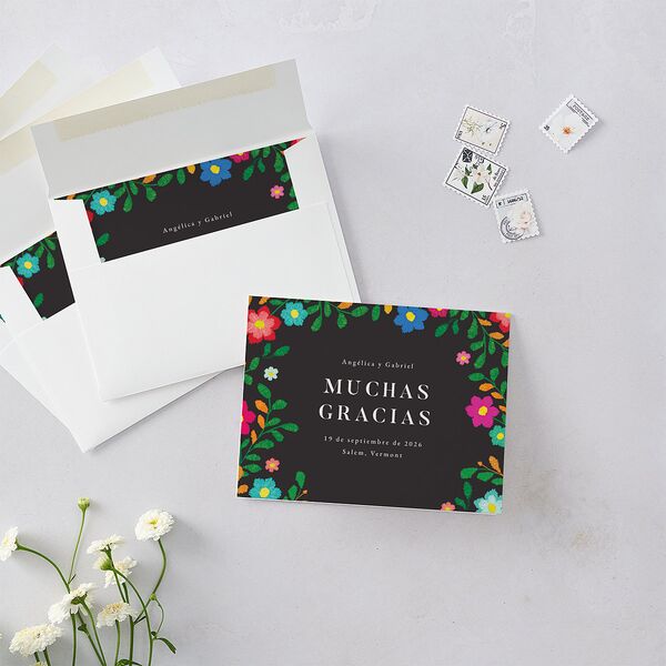 Mexican Bordados Florales Thank You Cards Off-White